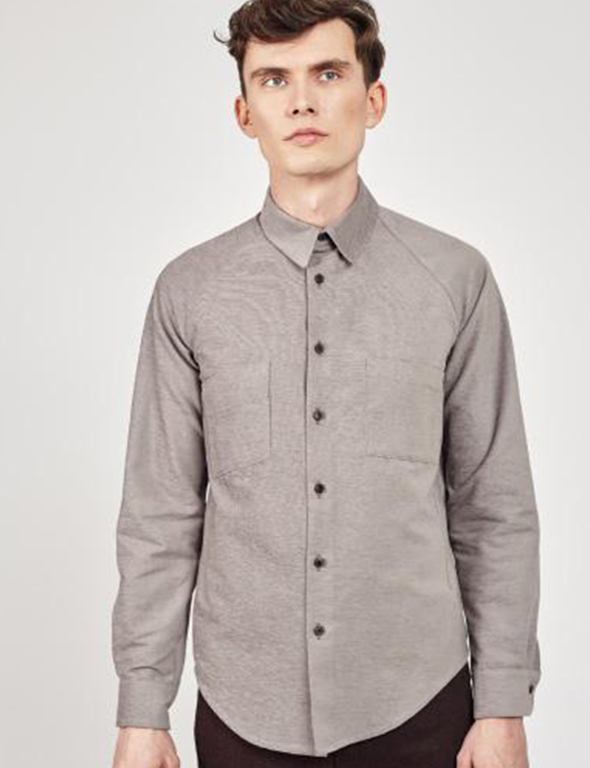 LOOSE CUT SHIRT WITH SLEEVE INSERT_SOFT GREY