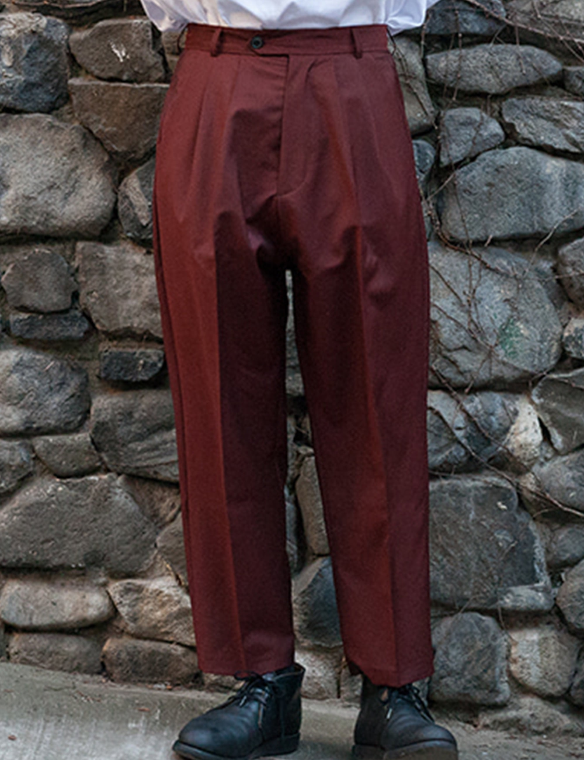 ORO DOUBLE PLEATED WIDE TROUSERS_ORANGE/ROUILLE