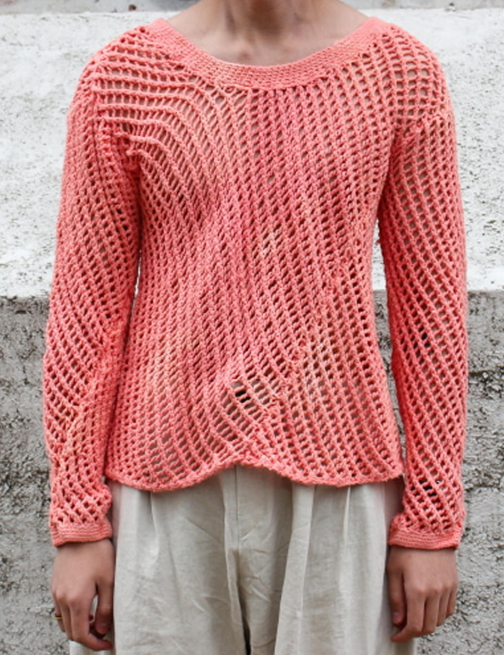 HAND DYED KNITTED LONG SLEEVE JUMPER_LIGHT RED