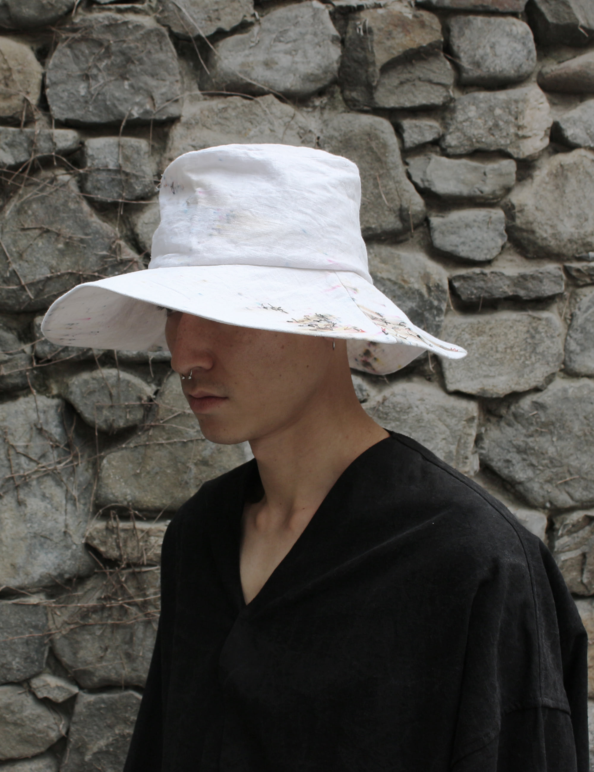 [EXCLUSIVE] HAND CRAFTED LARGE HAT_WHITE/MULTICOLORED
