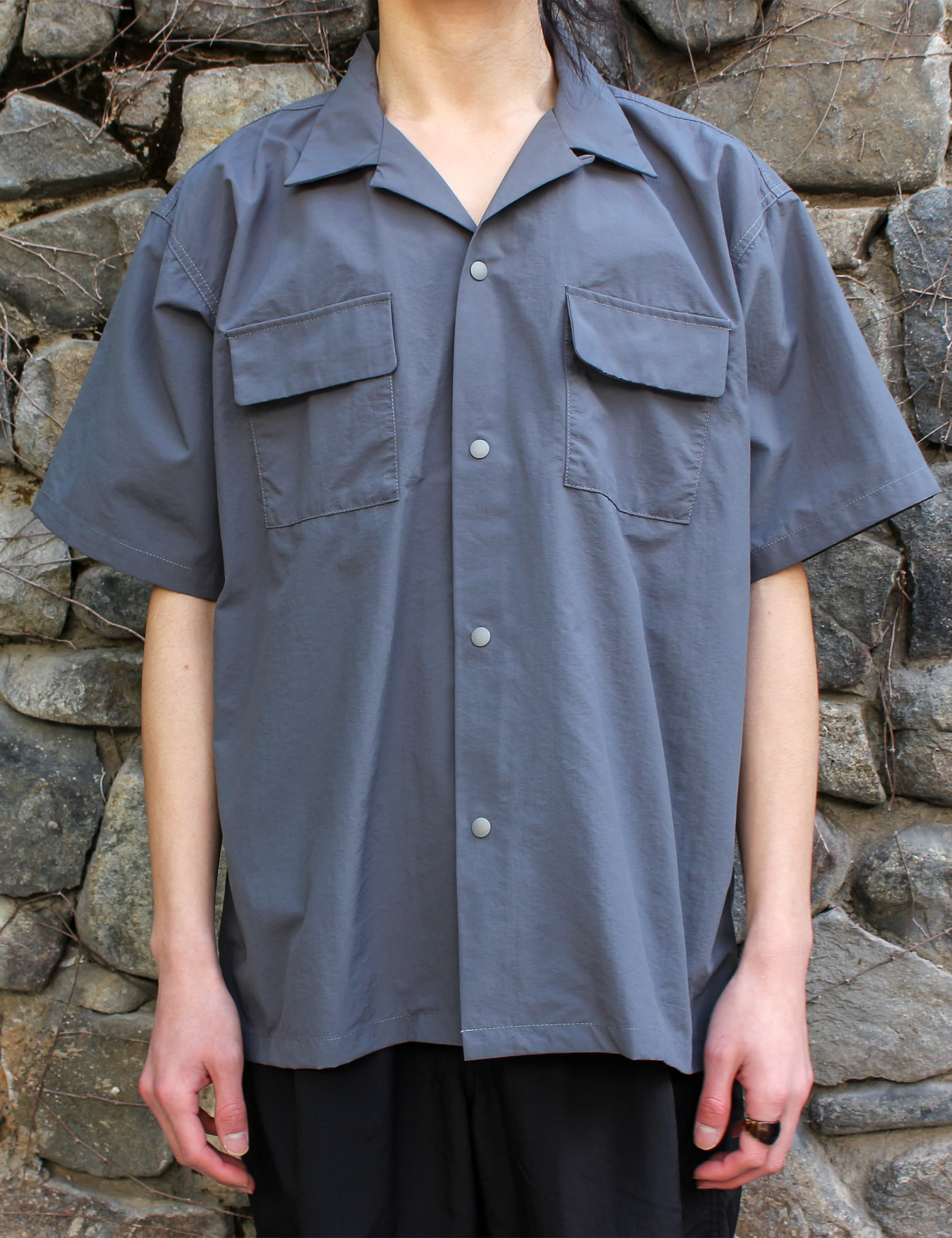 S/S CAMP SHIRT_CHARCOAL