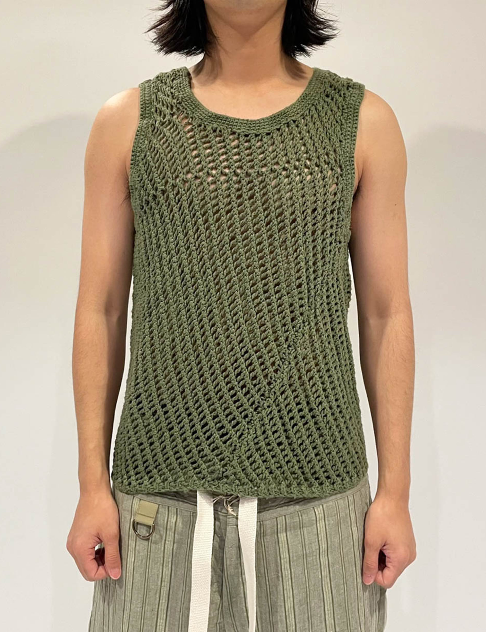 [EXCLUSIVE] HAND DYED KNITTED VEST_GREEN