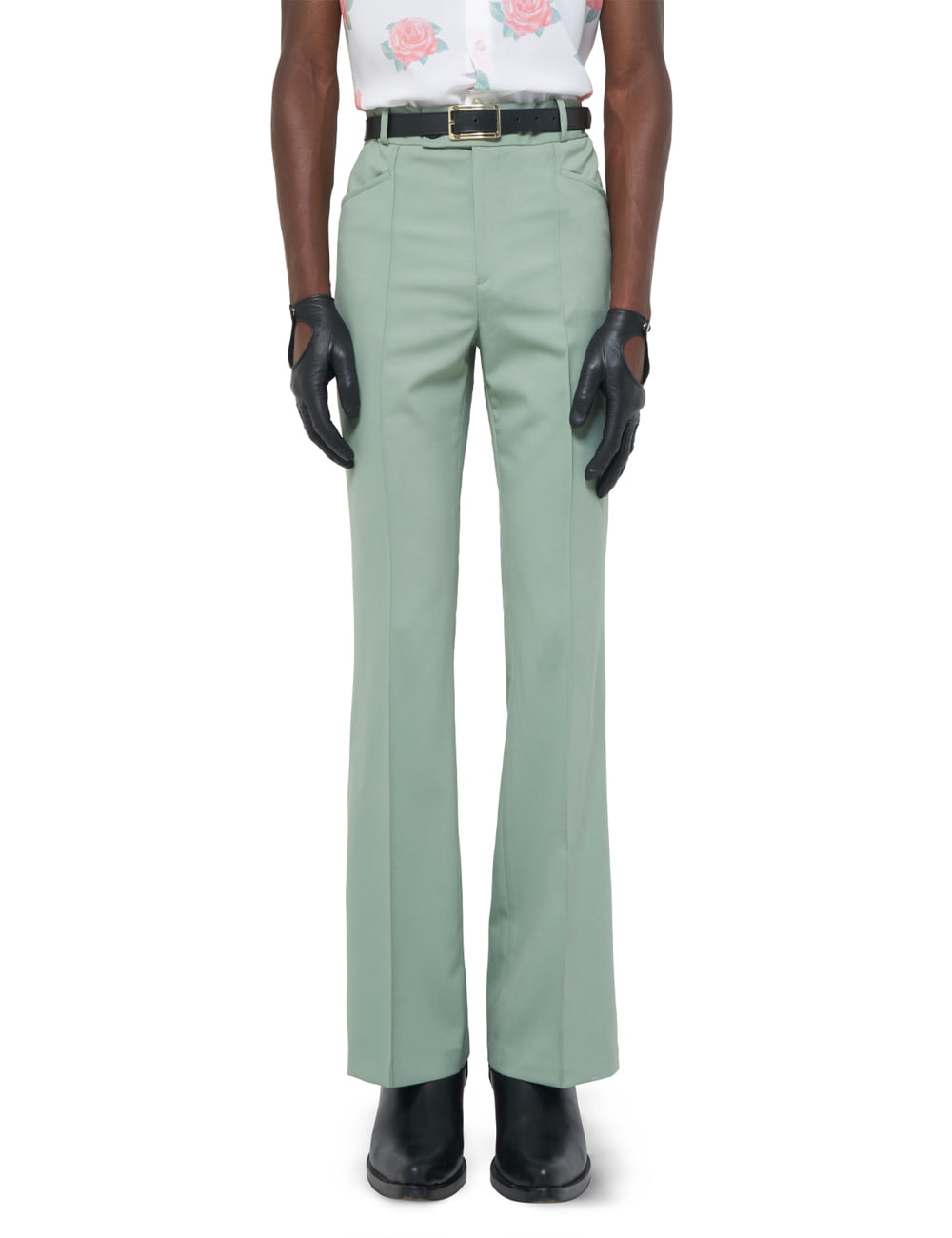FLARE TROUSERS_PASTEL GREEN