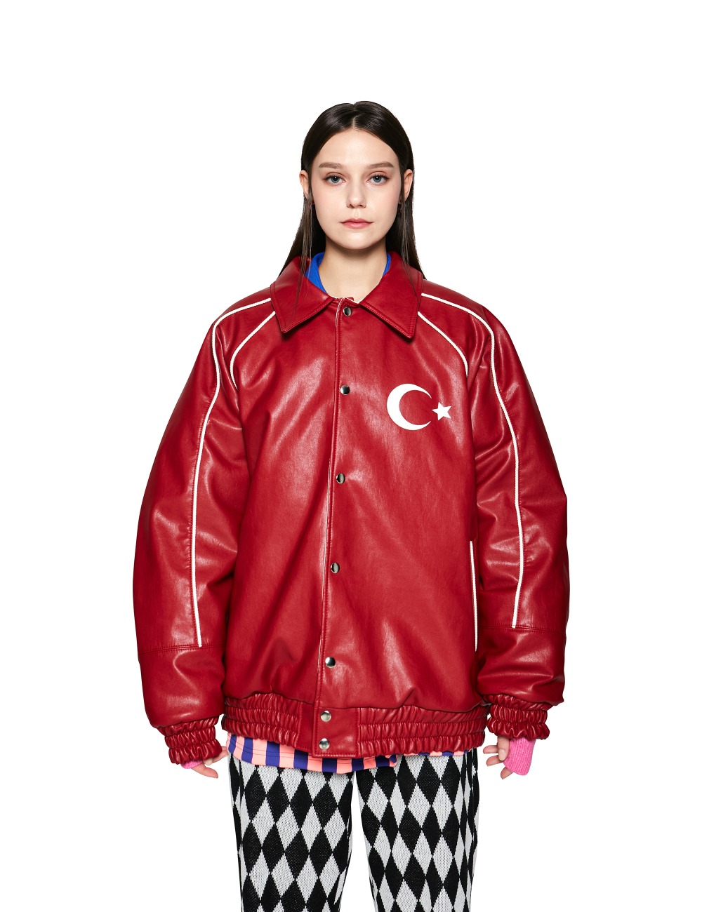 PUFFER STADIUM FAUX LEATHER_RED