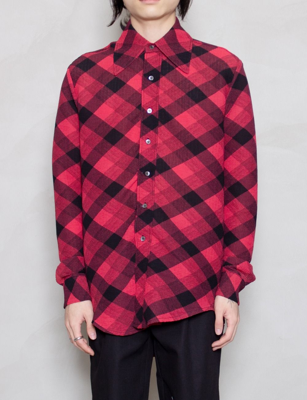 CHECK L/S SHIRT_RED