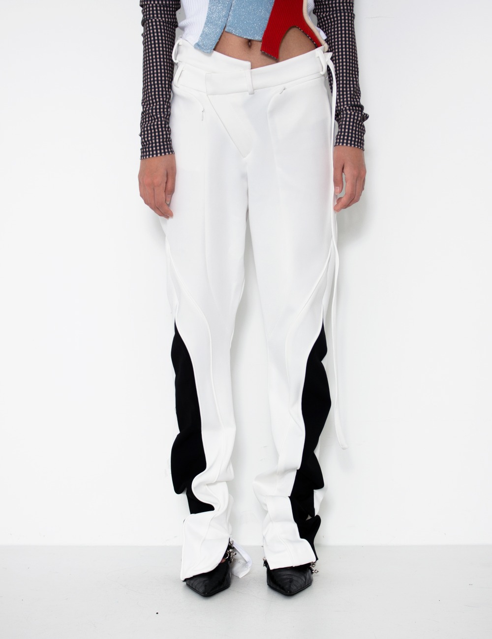 FITTED CONTRAST SUIT PANTS_WHITE