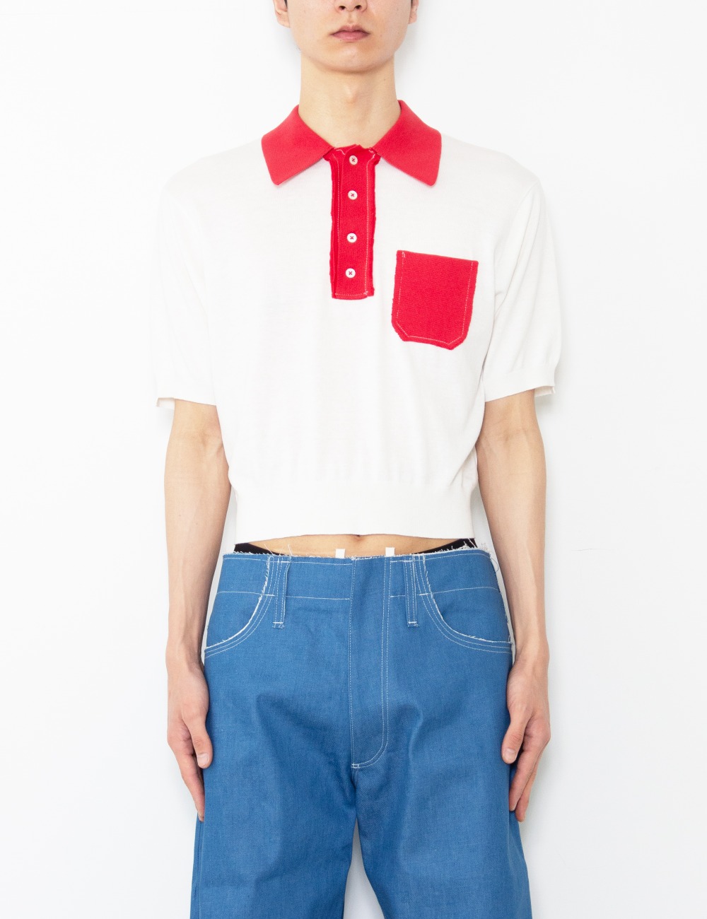70&#039;S KNITTED POLO_WHITE/RED