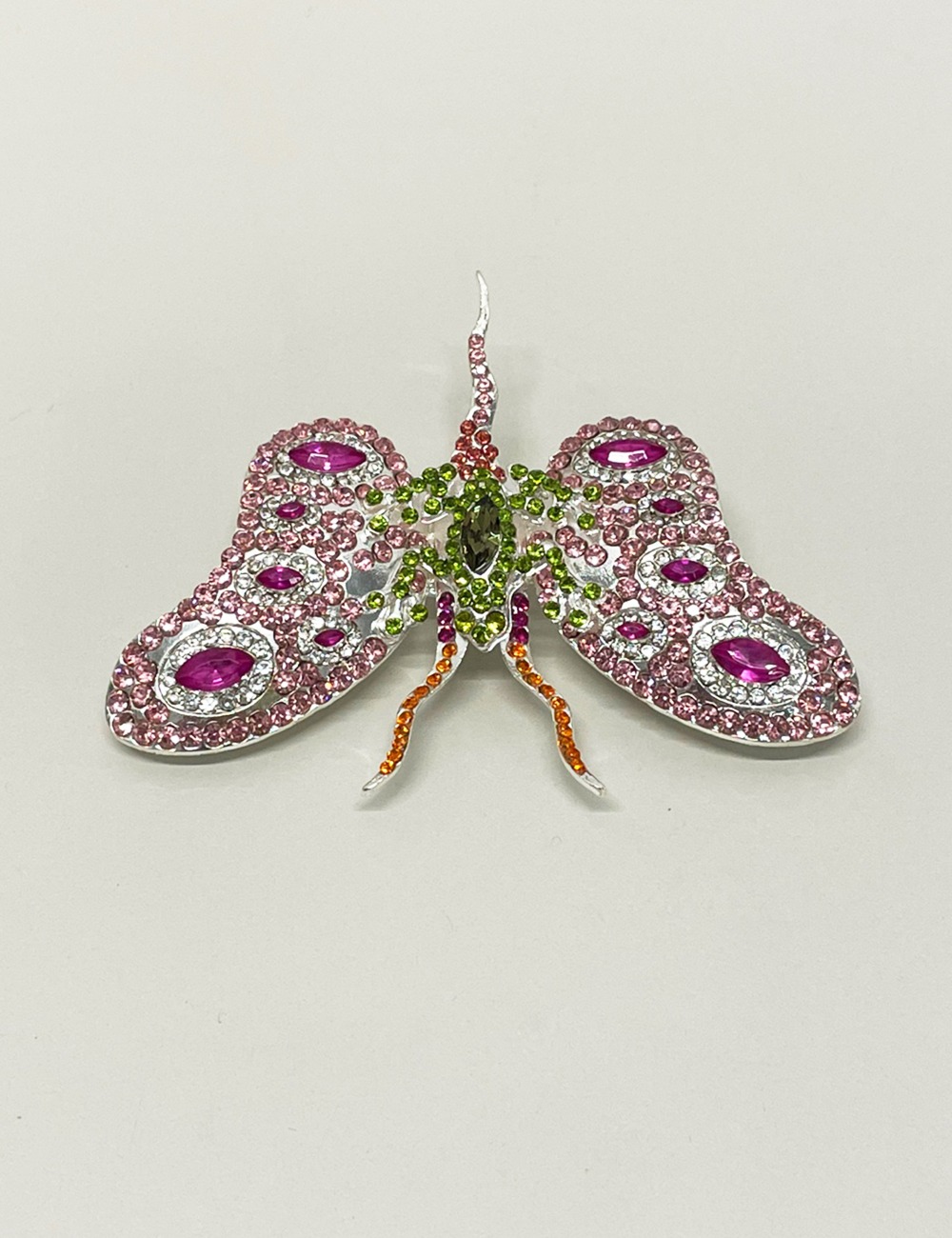 FROG BUTTERFLY RHINESTONE PIN_PINK