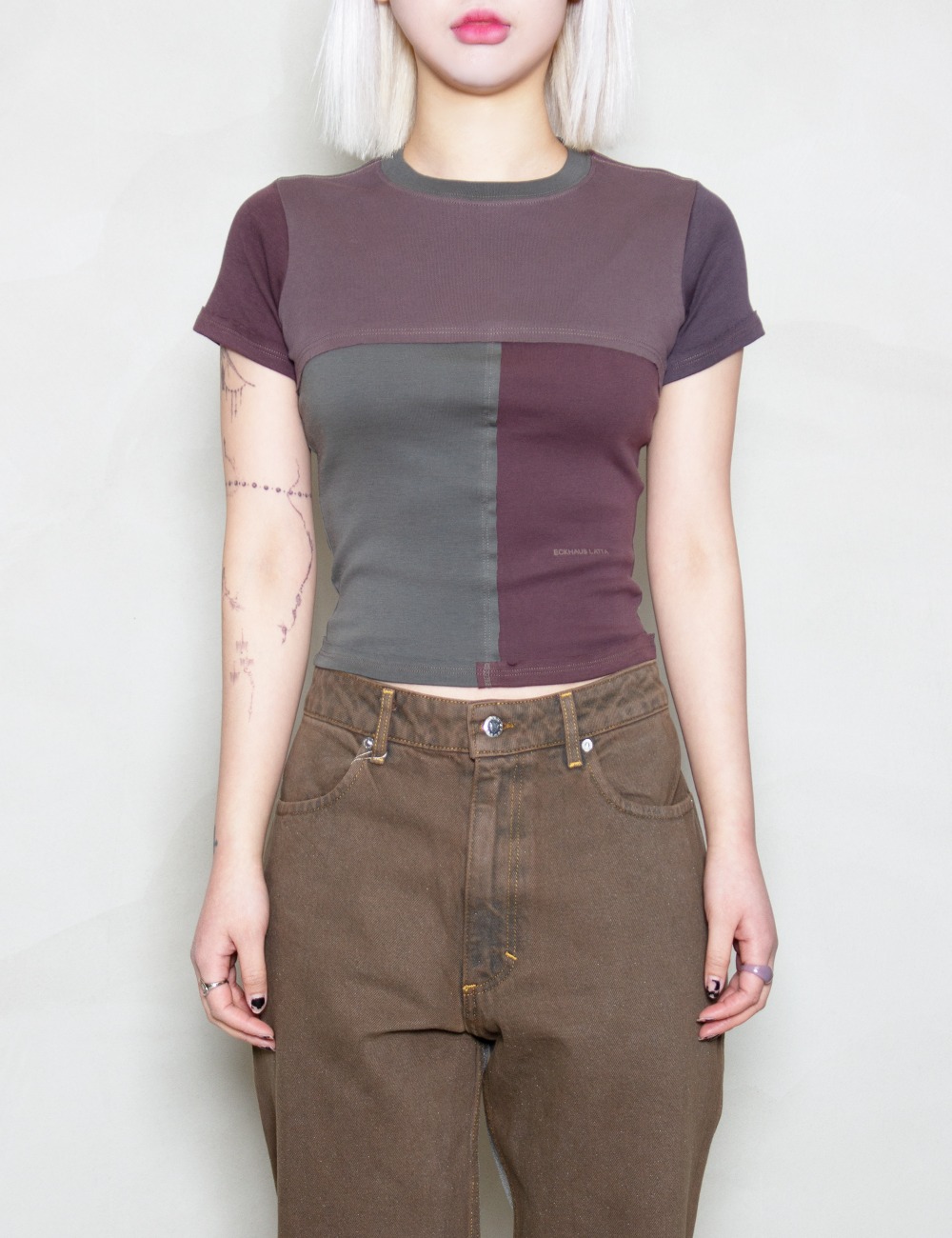 LAPPED BABY TEE_BROWN