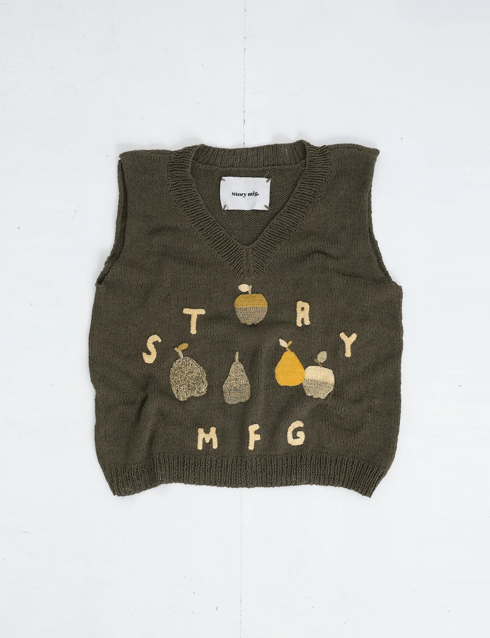 PARTY VEST OLIVE STAIRS_KHAKI