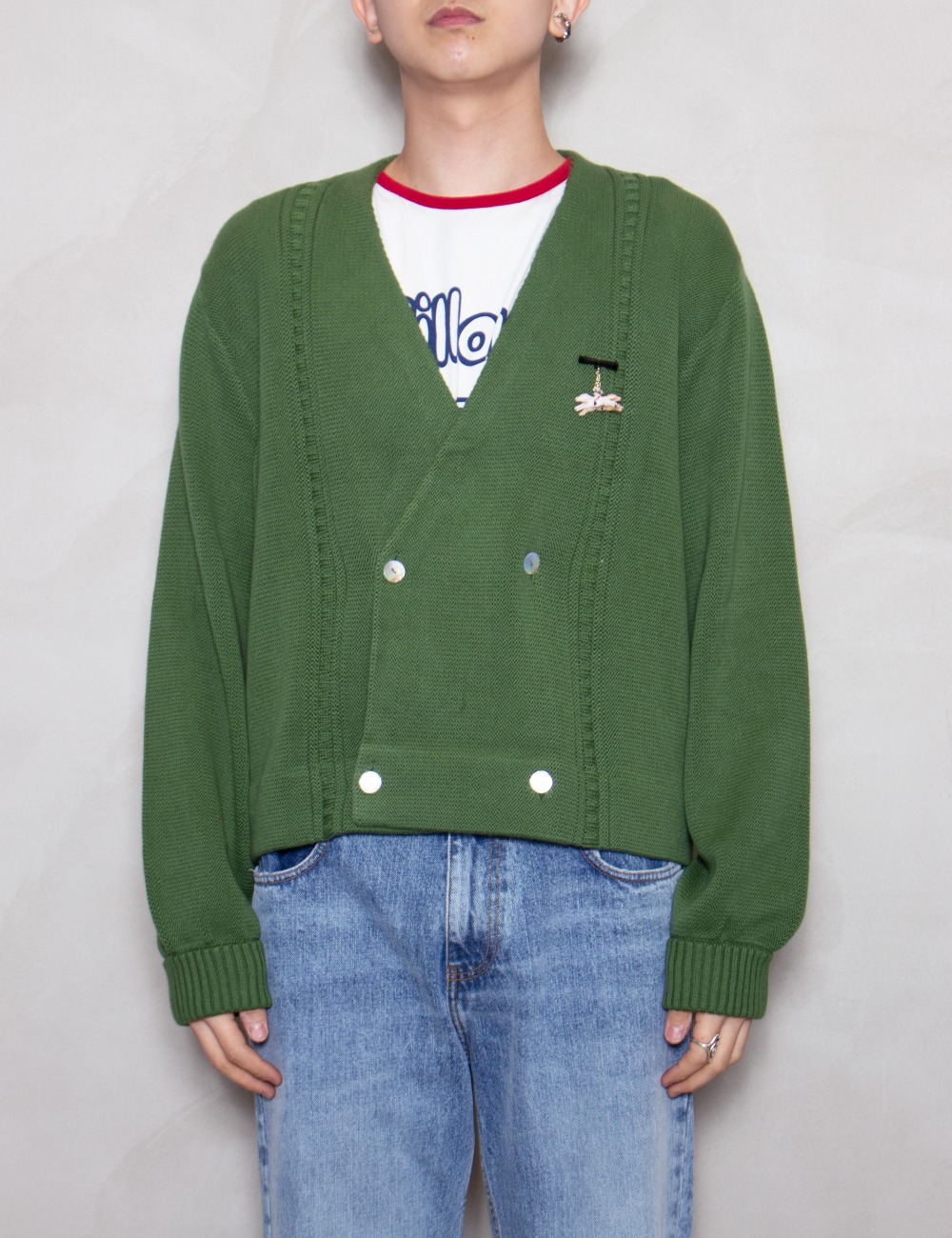 DOUBLE BREASTED CARDIGAN_GREEN