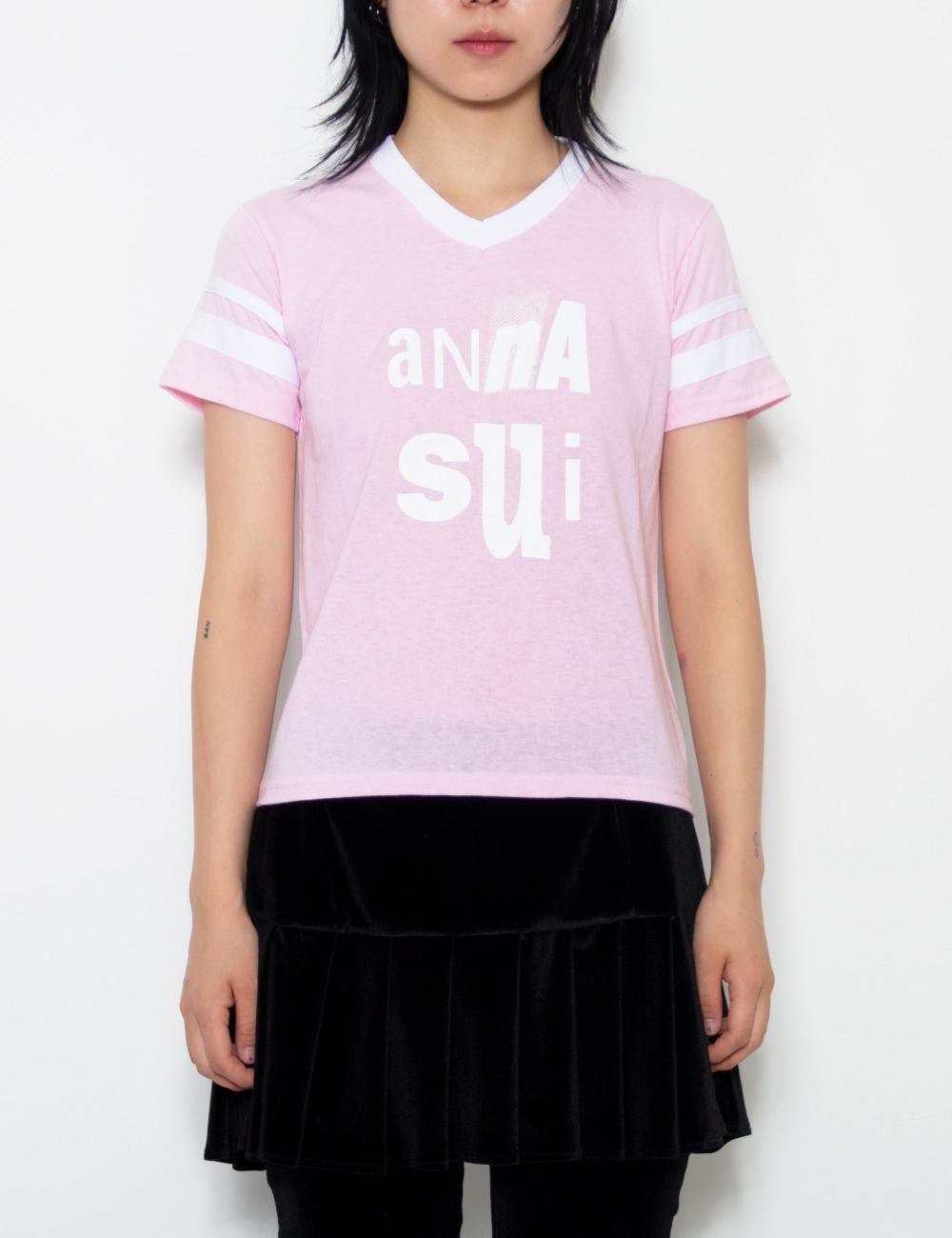 TEE ANNA SUI V-NECK FOOTBALL_PINK