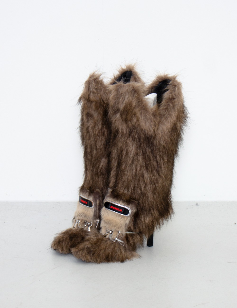 FUZZY BROWN KNEE HIGH BOOTS_BROWN