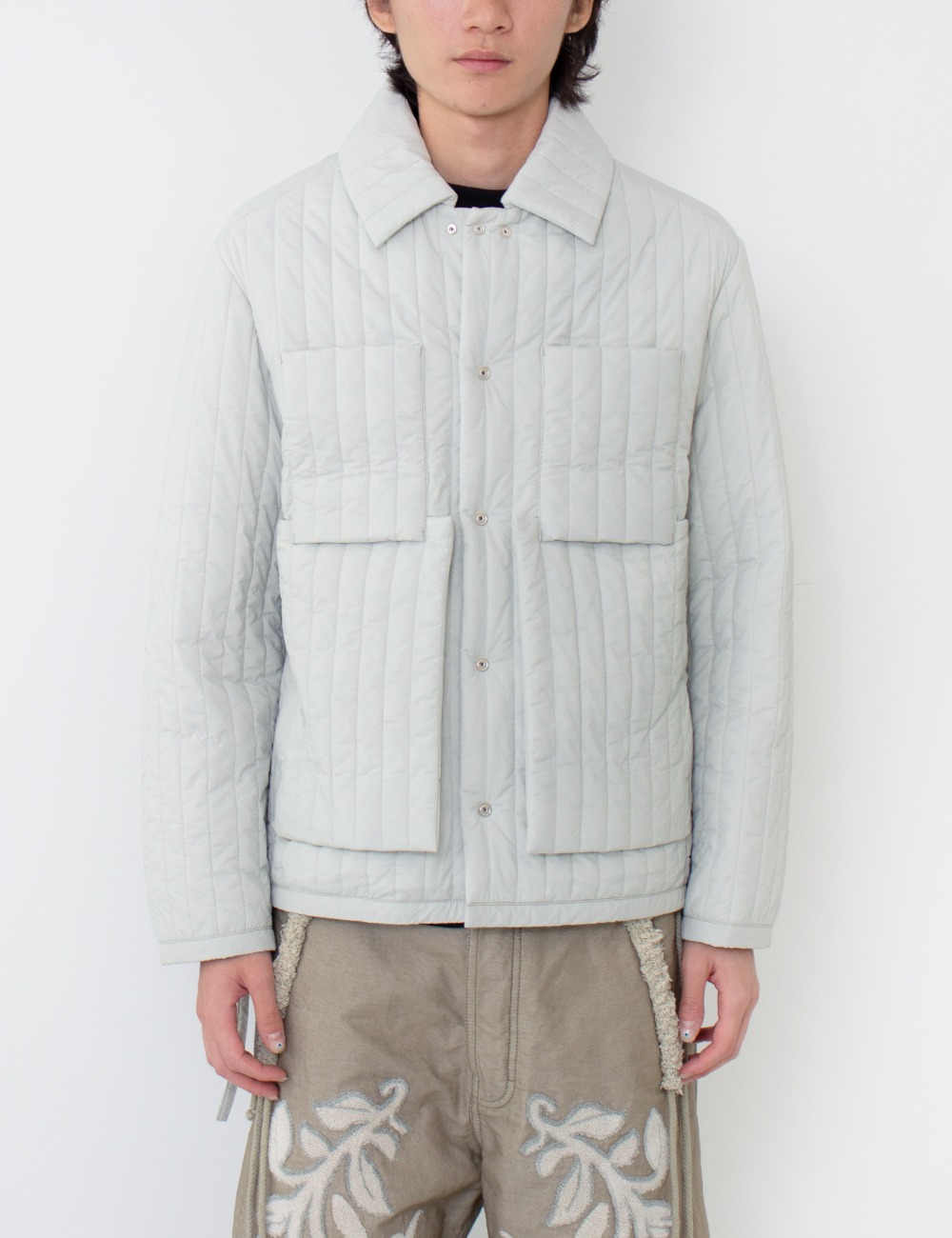 QUILTED WORKER JACKET_CHALK